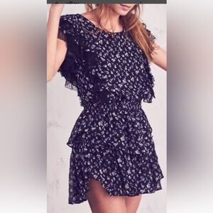 LoveShackFancy Navy Floral Mini Dress